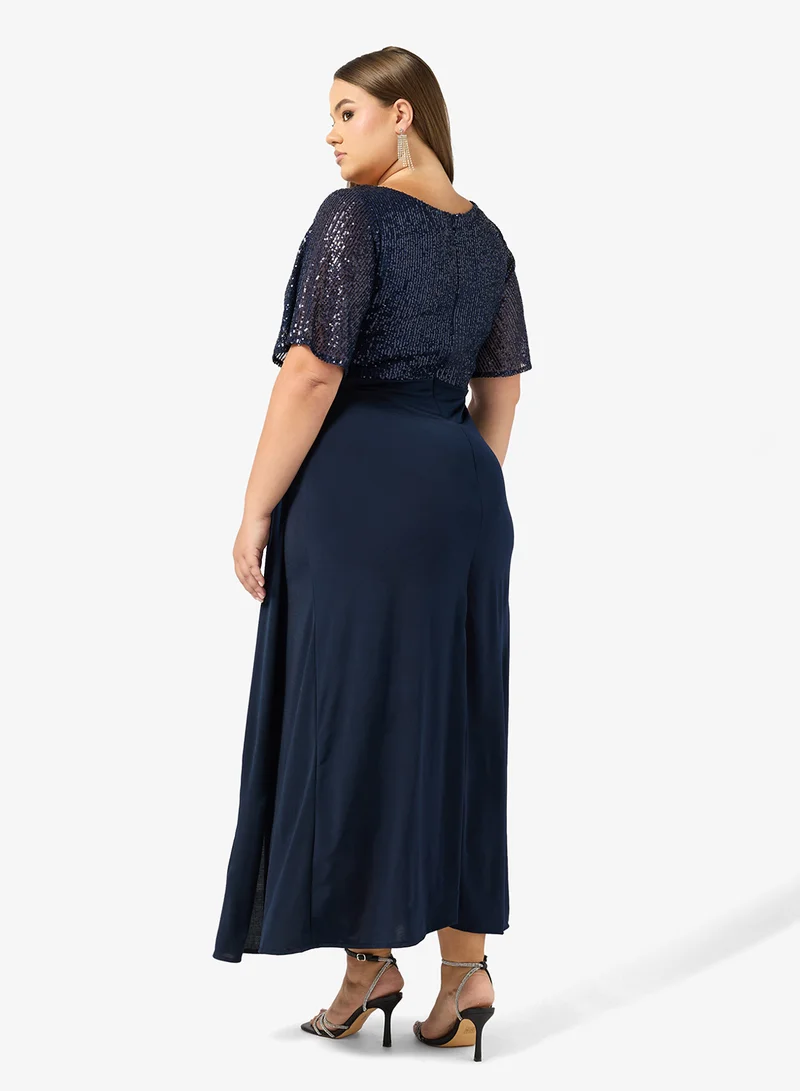 خزانة Plus Size Drapped A-line Embellished Dress
